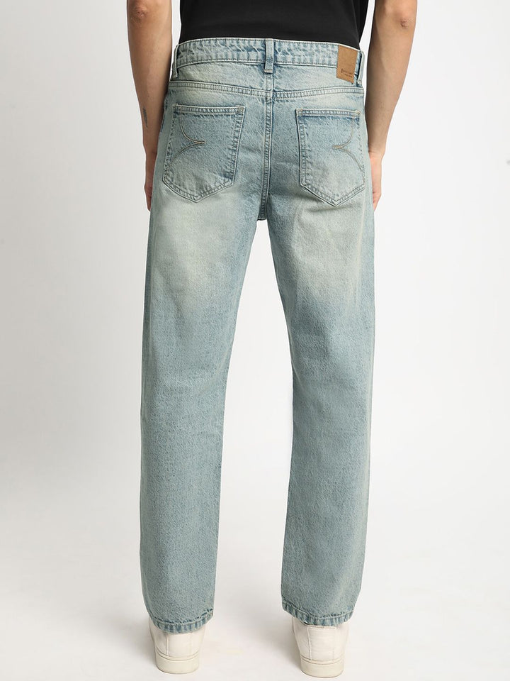 Bene Kleed Men Relaxed Fit Clean Look Heavy Fade Whiskers Pure Cotton Tinted Jeans