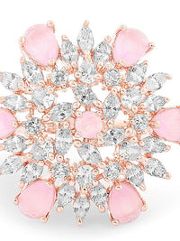 Cincin Jari Boleh Laras Zaveri Pearls Rose Saduran Emas &amp; CZ