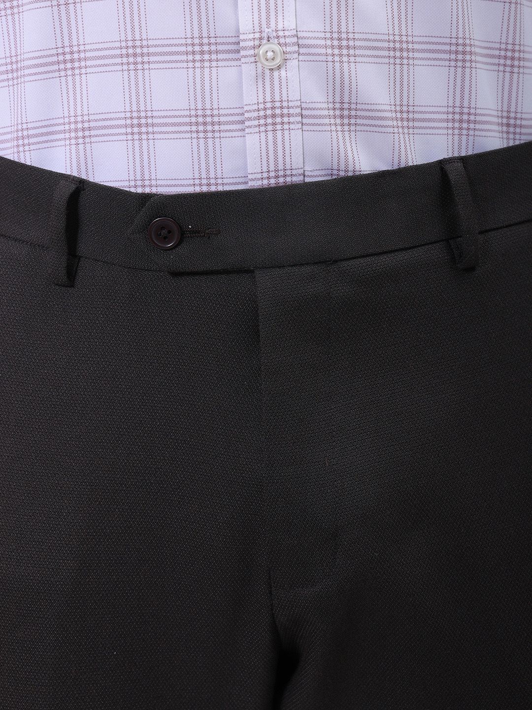 The Indian Garage Co. X Luxe Men Slim Fit Self Design Textured Formal Trousers