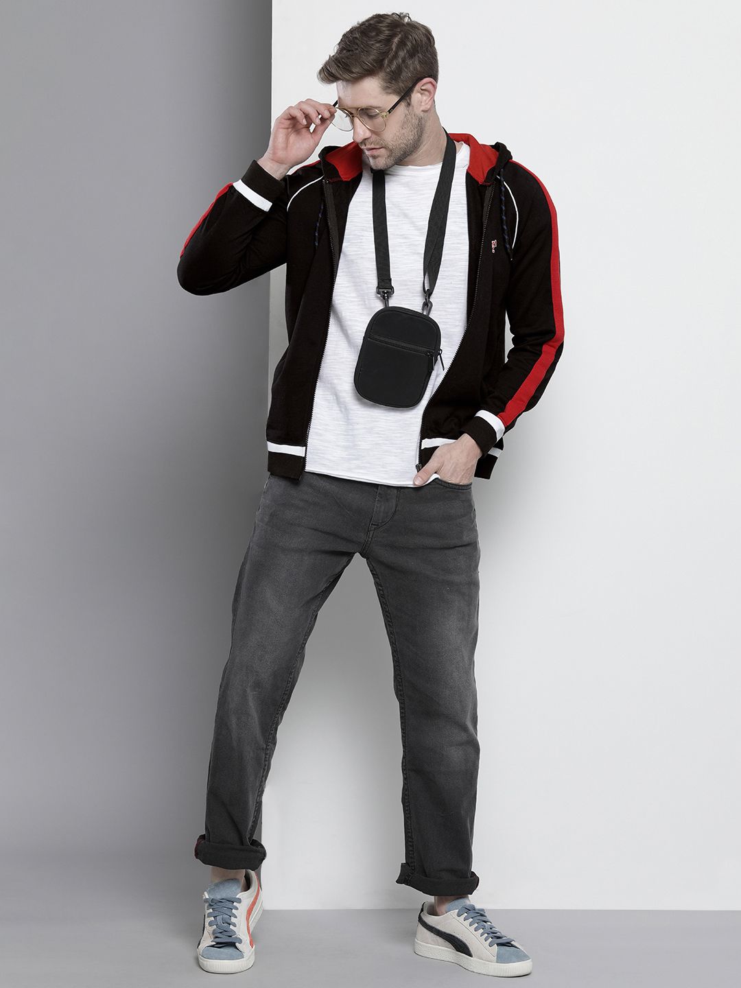 The Indian Garage Co Men Black Hooded Sweatshirt