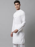 Jompers Men White Embroidered Kurtas