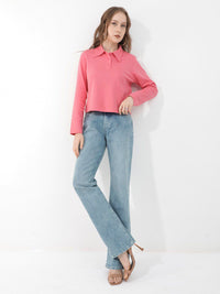 Rareism Shirt Collar Cotton Top