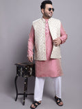SOJANYA PLUS Ethnic Motifs Woven Design Kurta With Pyjamas & Nehru Jacket