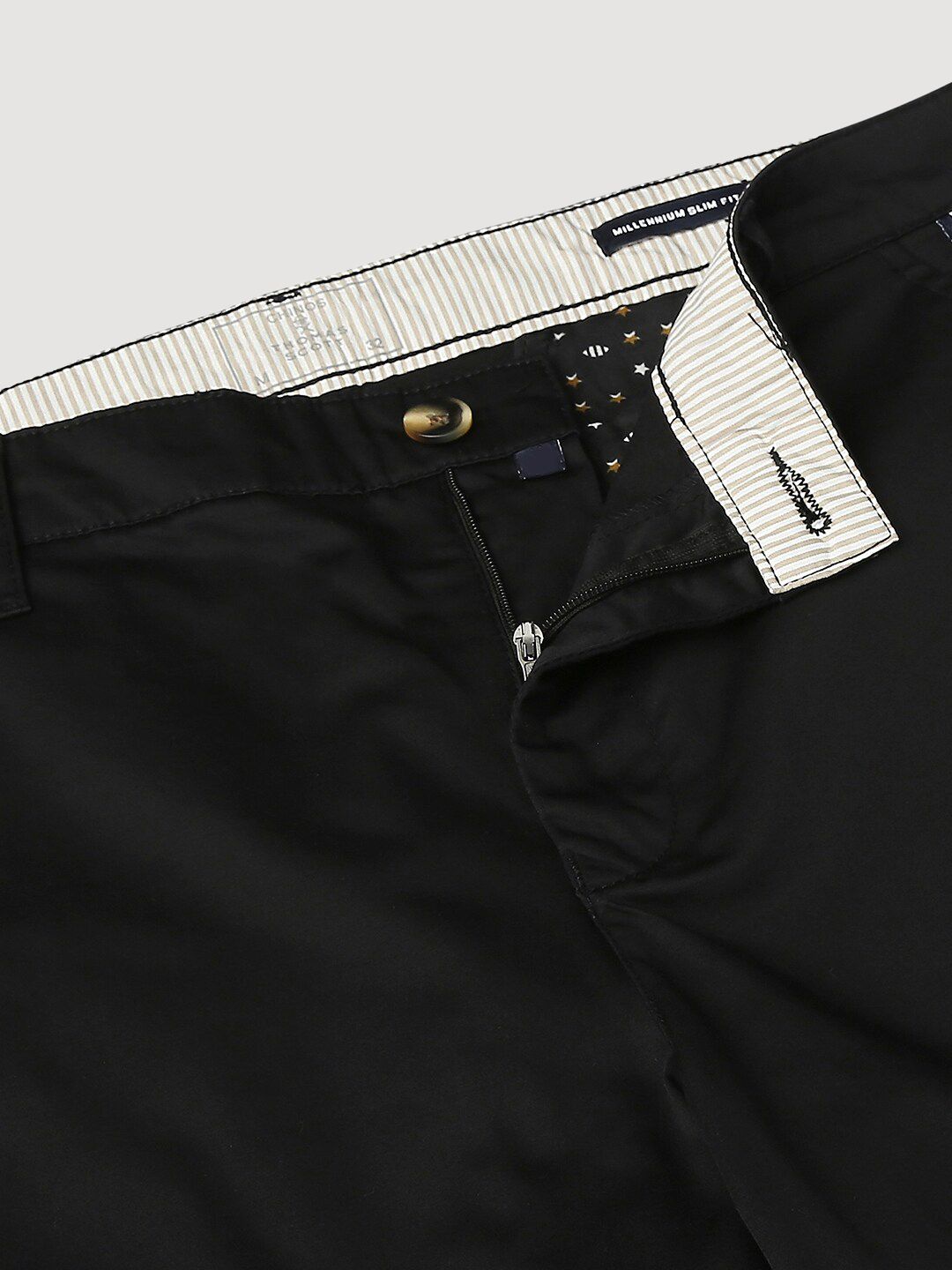 Thomas Scott Men Black Easy Wash  RegularChinos Trousers