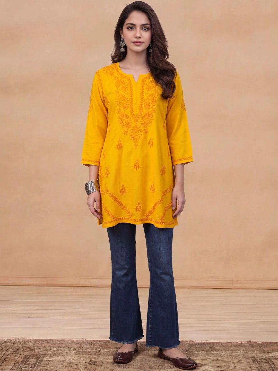 Rumah Wanita Chikankari Sulam Kurta Chikankari