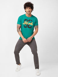 SPYKAR Varsity Printed Slim Fit Cotton Casual T-Shirt