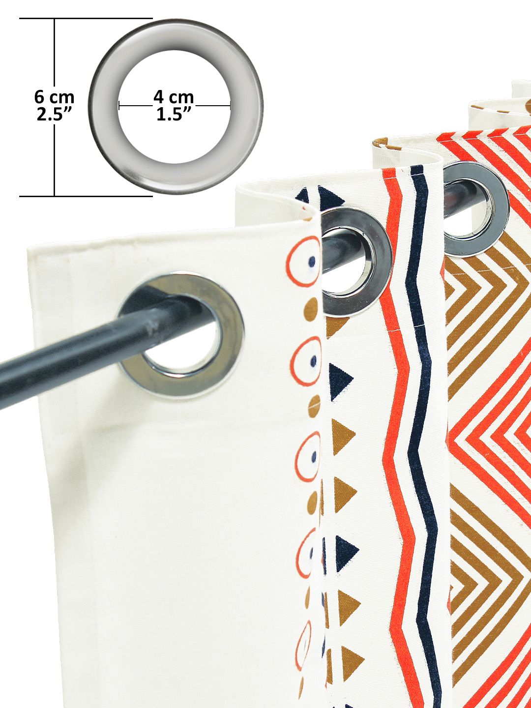 Story@home Set of 2 White & Mustard Geometric Room Darkening Door Curtain