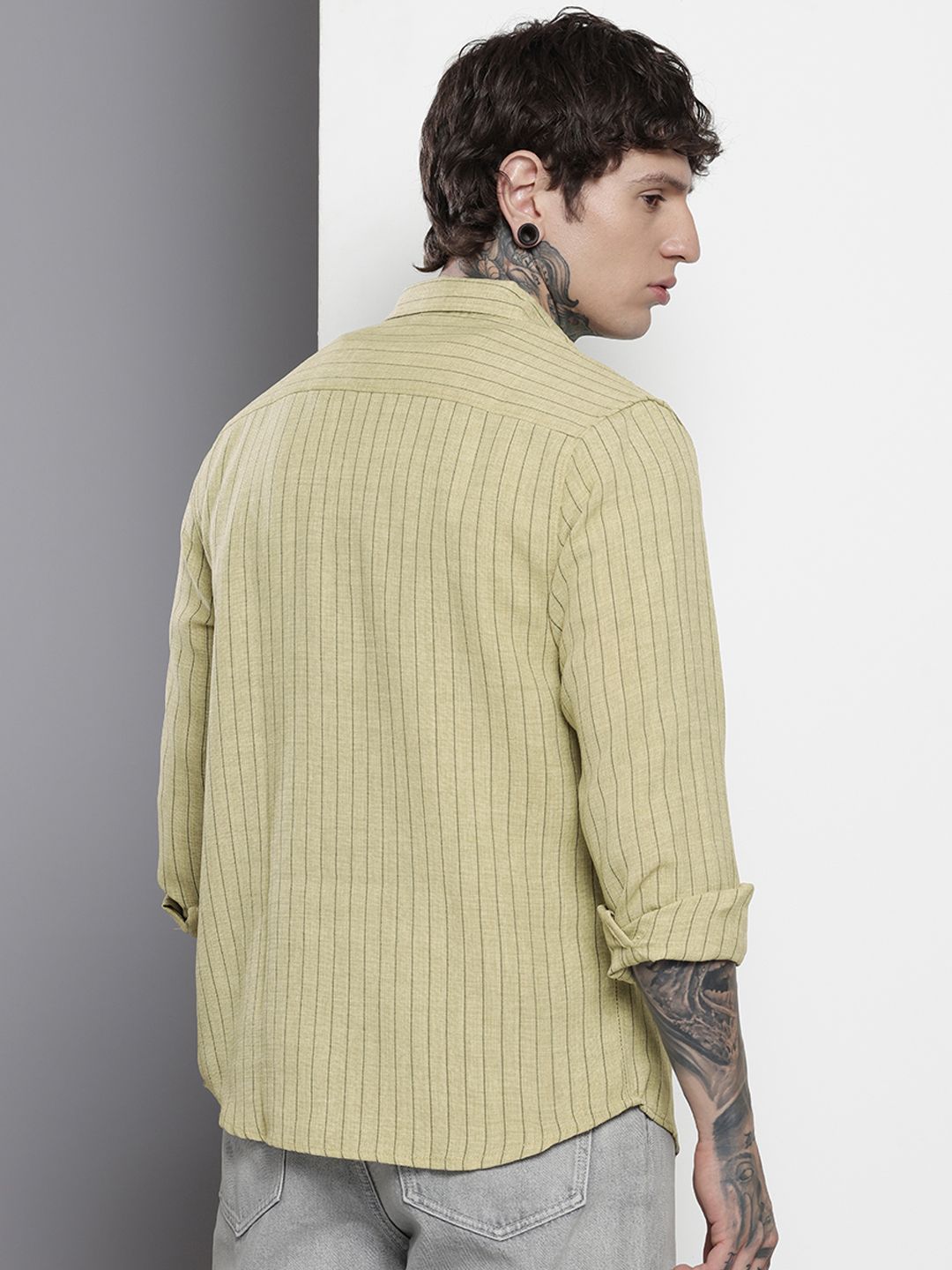 The Indian Garage Co Slim Fit Striped Casual Shirt