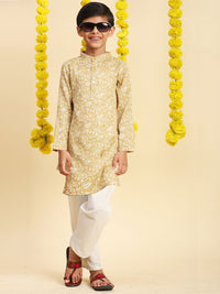 Cutiekins Boys Paisley Printed Mandarin Collar Straight Kurta with Pyjamas