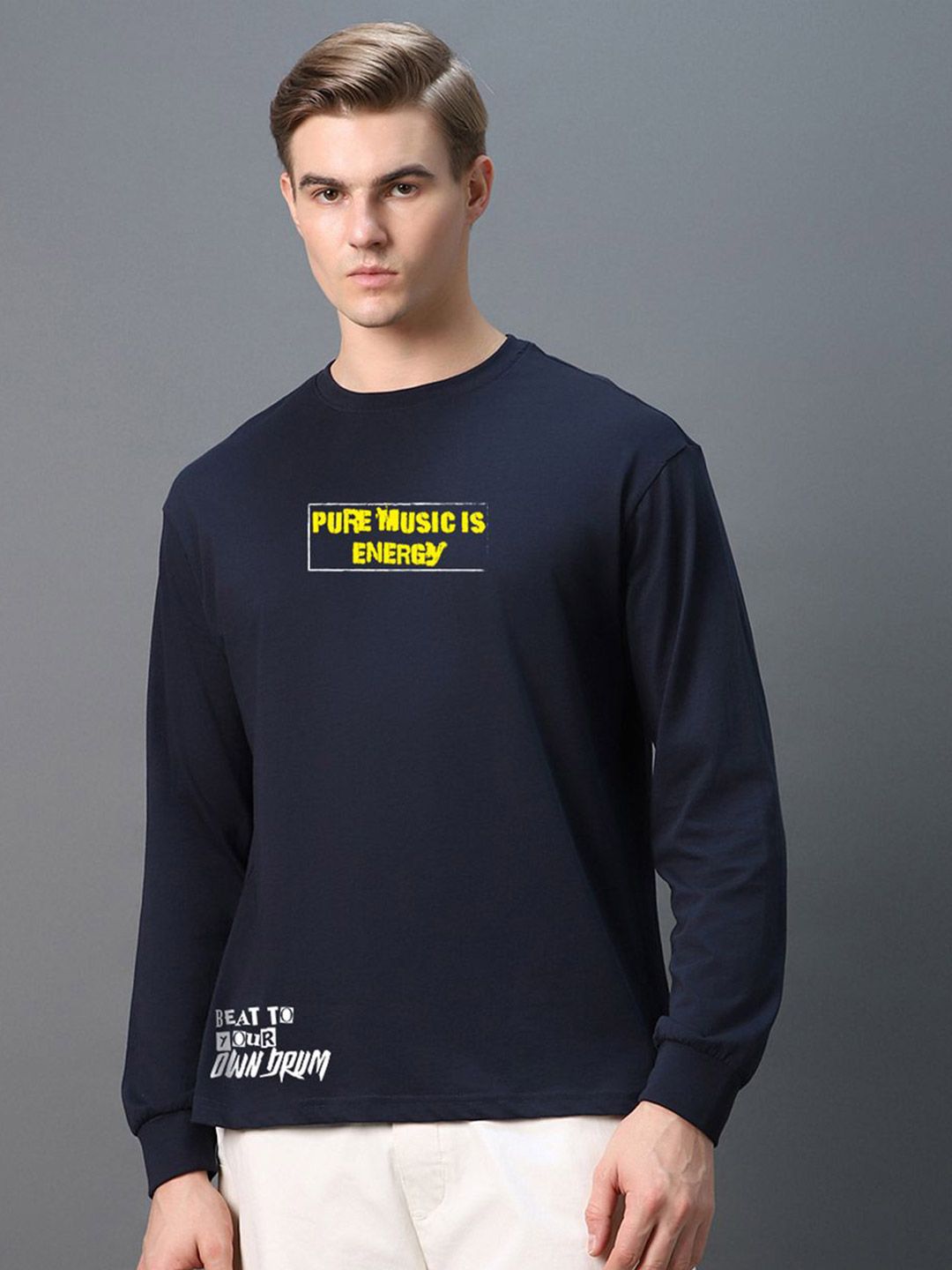 Bewakoof Men Typography Printed Round Neck Pure Cotton Oversized Garfield T-shirt