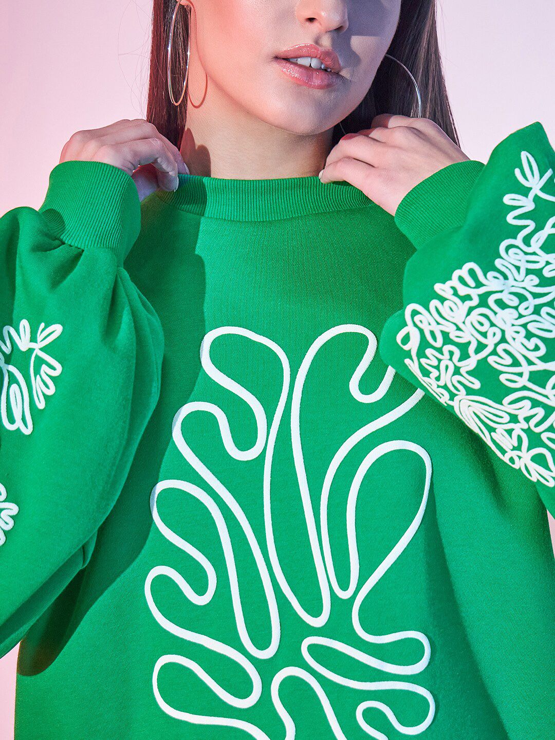 STREET 9 Graphic Printed Pure Cotton Fleece Pullover