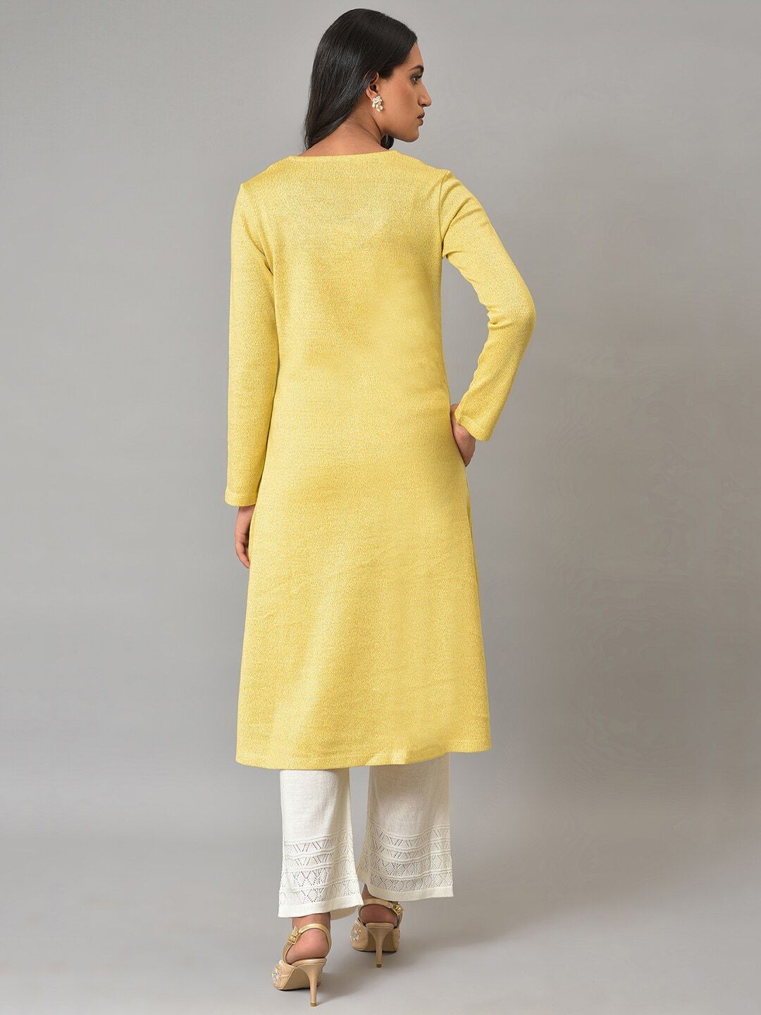 W V-Neck A-Line Regular Fit Straight Acrylic Kurta