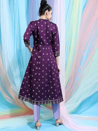 Vishudh Women Ethnic Motifs Printed Empire Kurta with Trousers & Jacket