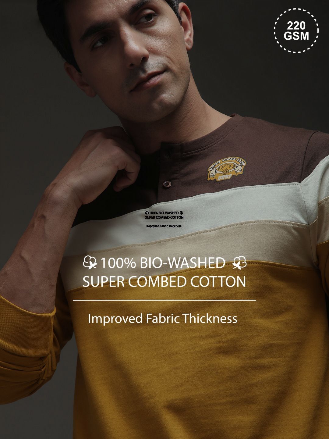 Difference of Opinion Men Colourblocked Round Neck Cotton T-shirt