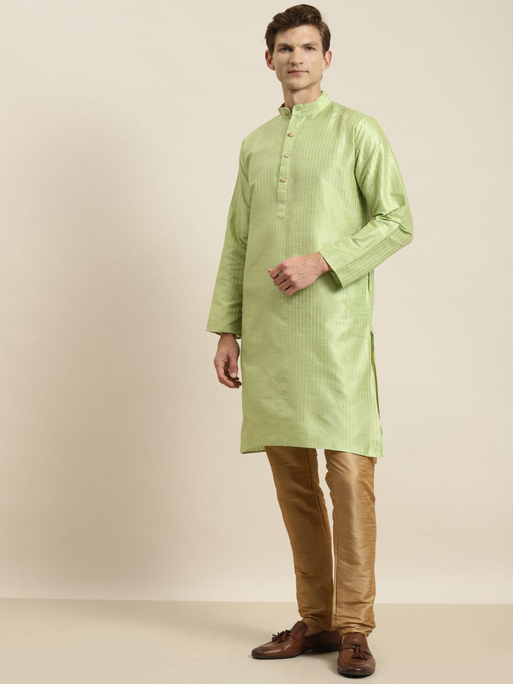 SOJANYA Kurta Belang Hijau Lelaki dengan Jaket Churidar & Nehru
