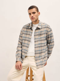 THE BEAR HOUSE Men Relaxed Fit Spread Collar Tartan Checked Cotton Casual Shirt