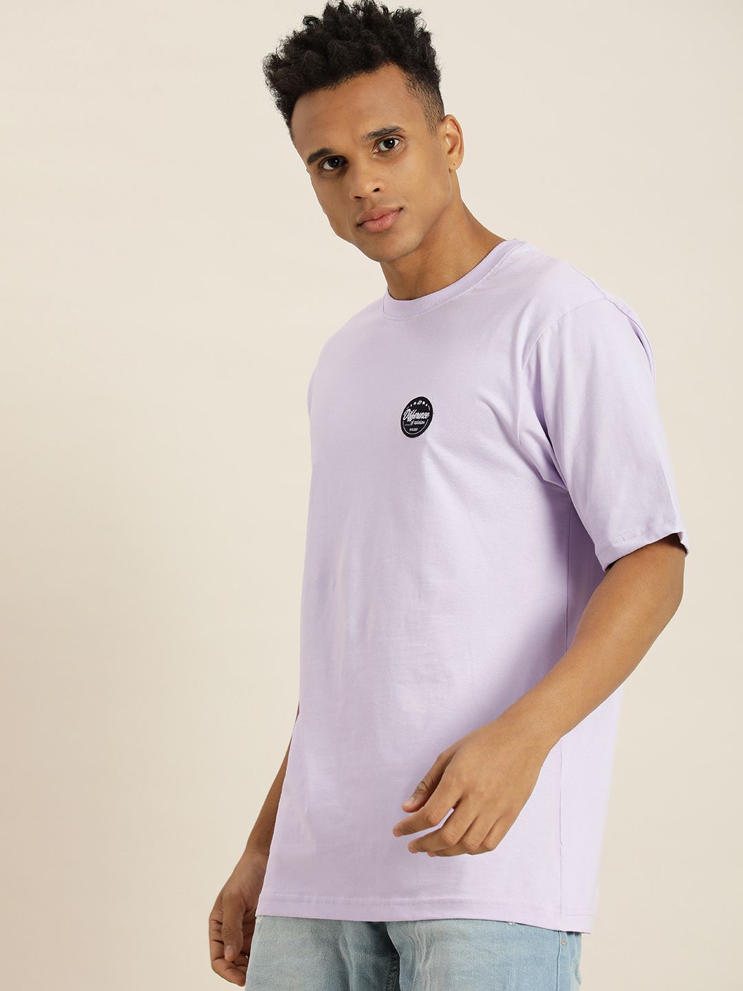 Difference of Opinion Men Lavender Typography Printed Pure Cotton Oversized T-Shirt