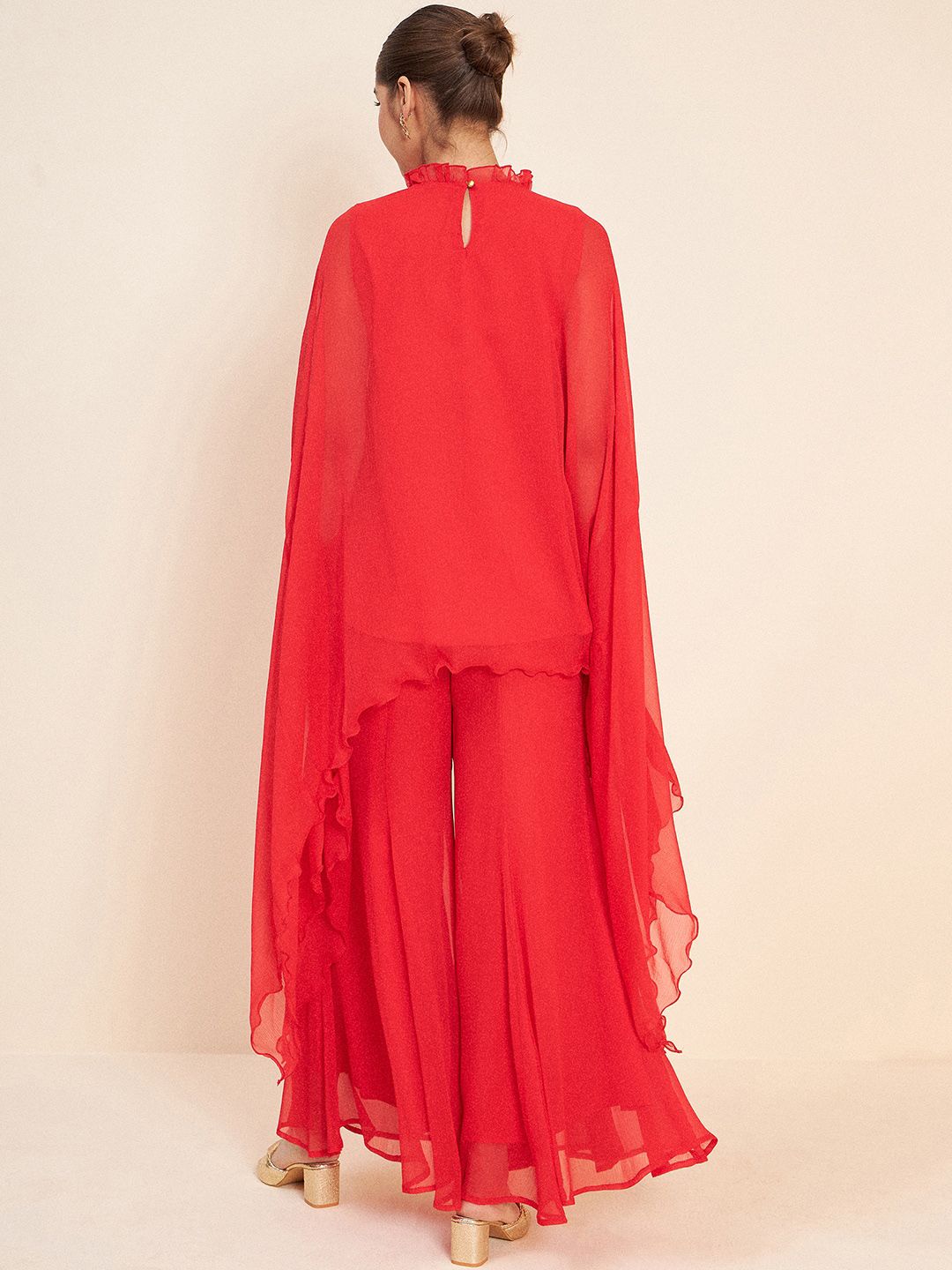 Antheaa Red Round Neck Embellished Co-Ords Set