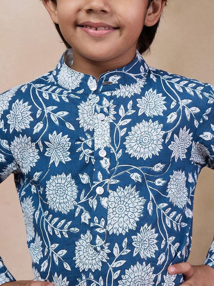 pspeaches Boys Mandarin collar Ethnic Motifs Printed Clothing set