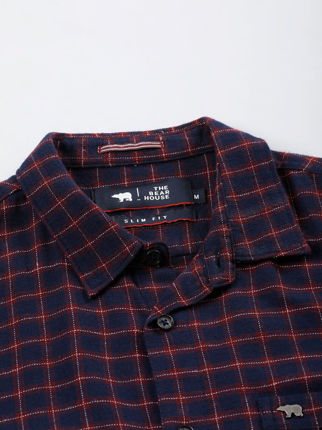 THE BEAR HOUSE Slim Fit Checked Opaque Casual Pure Cotton Shirt