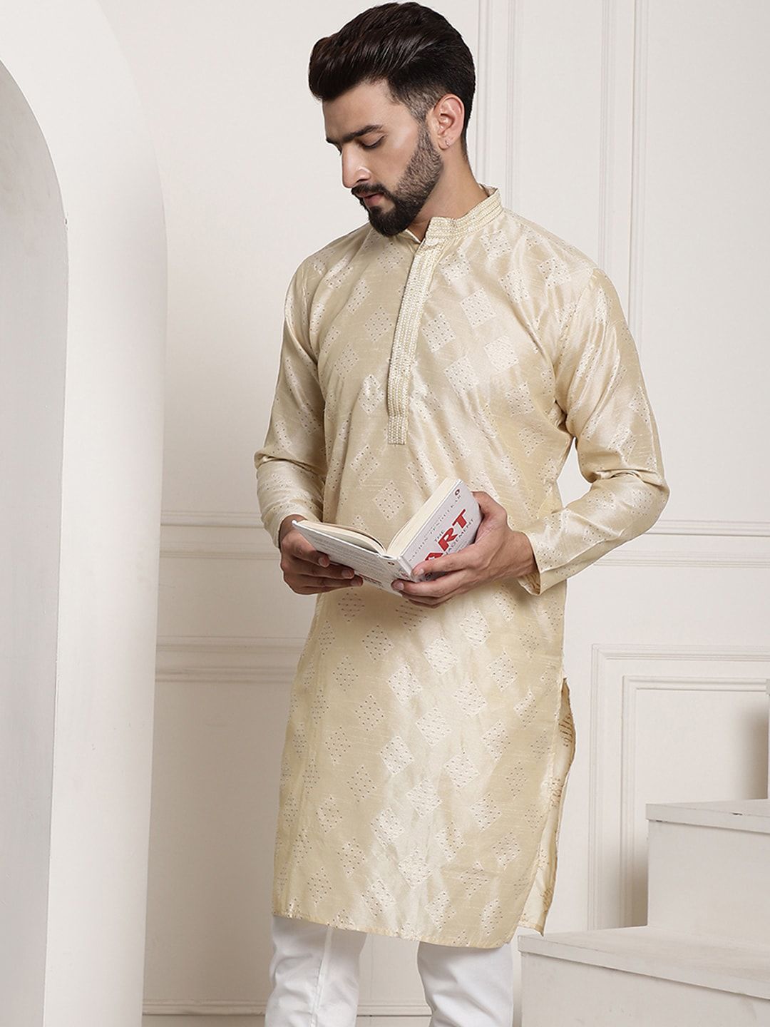 SOJANYA Kurta Kerja Benang Kolar Mandarin