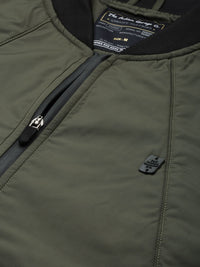 The Indian Garage Co Men Slim Fit Zip-Front Bomber Jacket with Zip Pockets