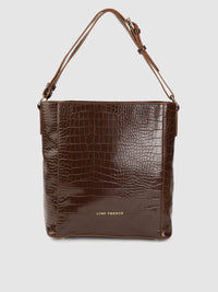 Lino Perros Coffee Brown Croc Textured Shoulder Bag