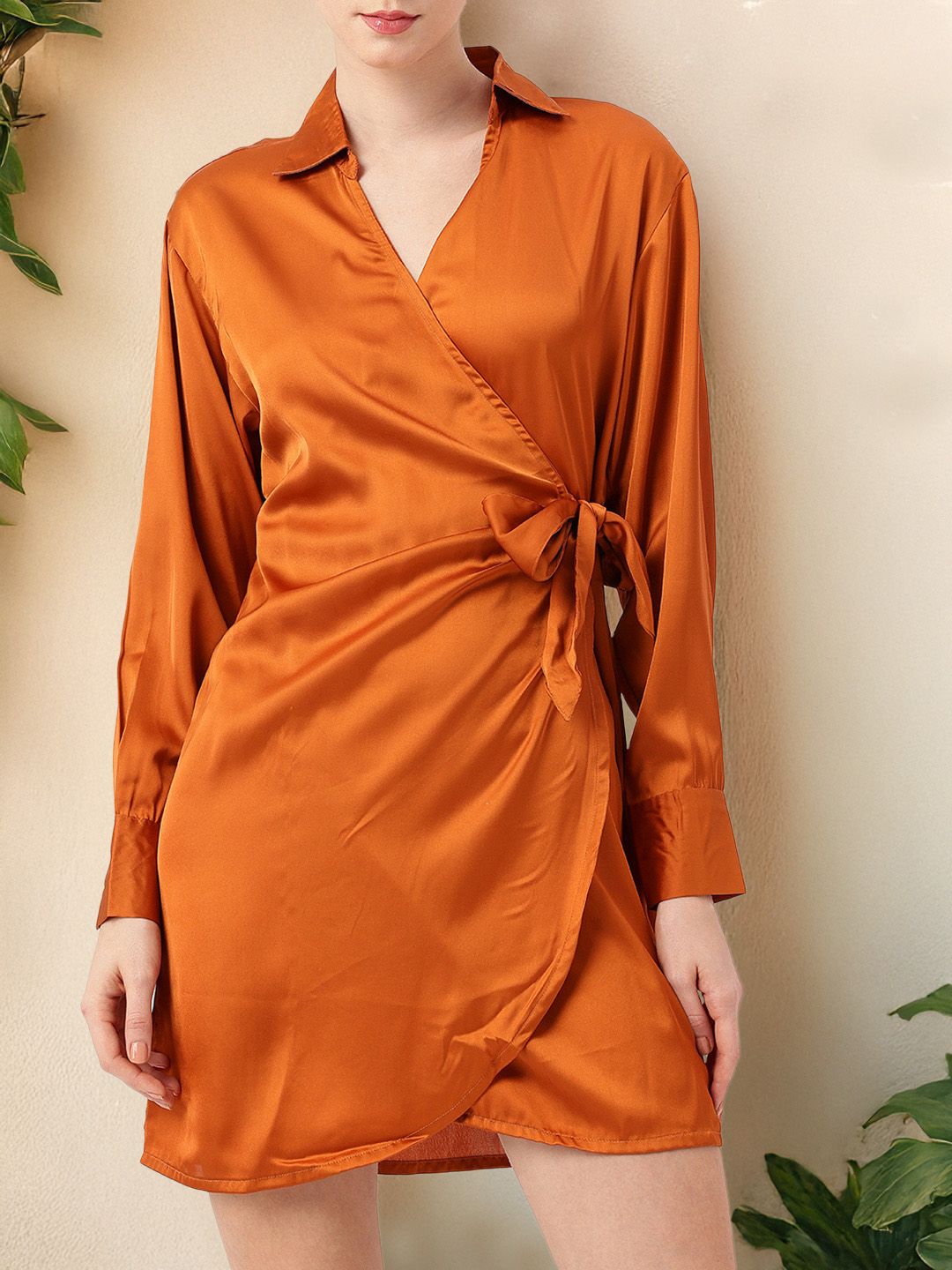DressBerry Rusty Glam Satin On The Dance Floor Wrap Dress