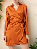 DressBerry Rusty Glam Satin On The Dance Floor Wrap Dress