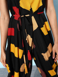 QUIERO Women Black & Brown Printed Basic Jumpsuit