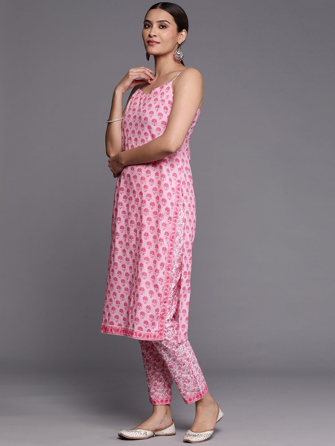 Libas Women Floral Printed Pure Cotton Kurta With Trousers & Dupatta