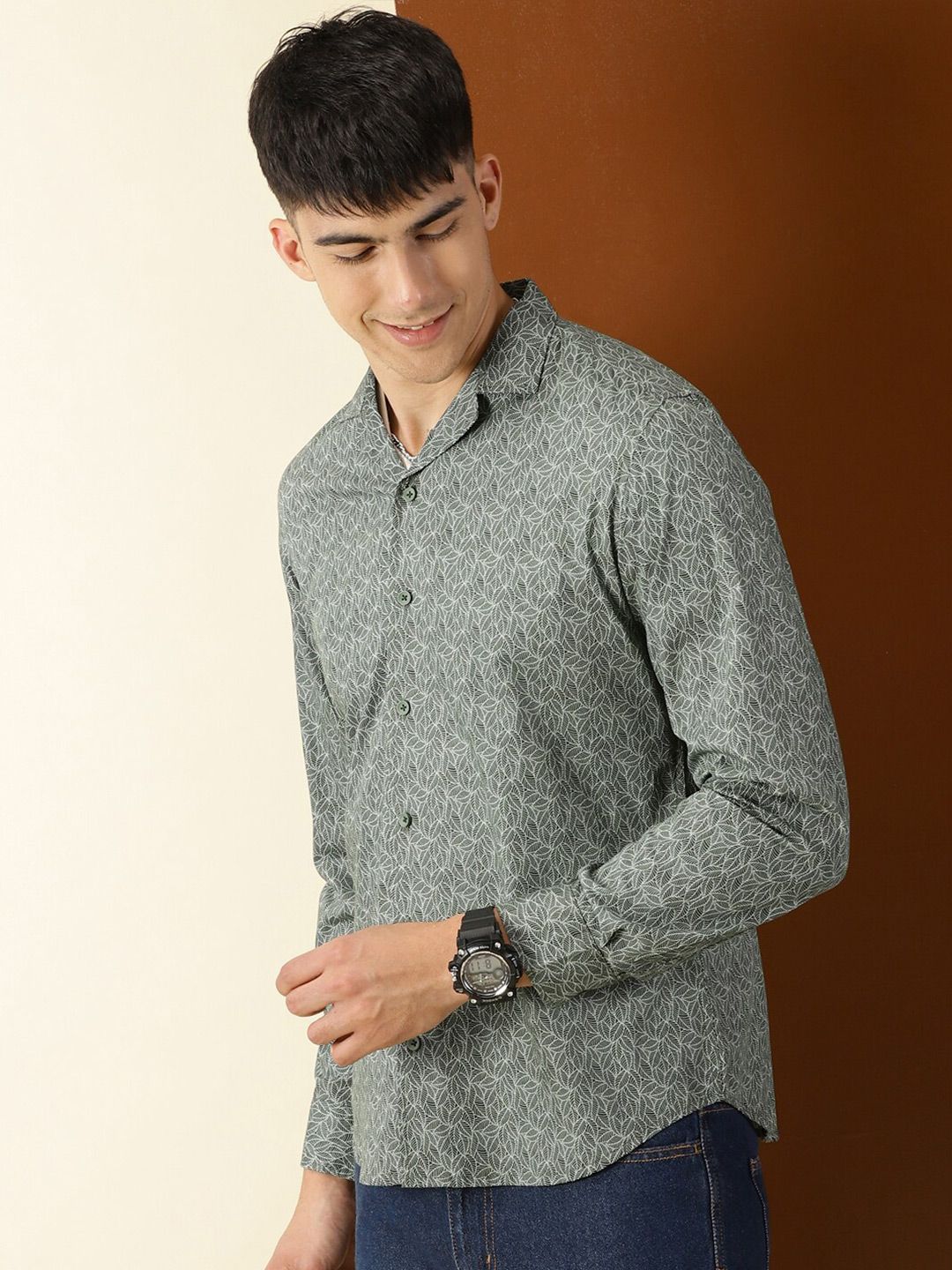 Thomas Scott Classic Floral Printed Cuban Collar Cotton Casual Shirt