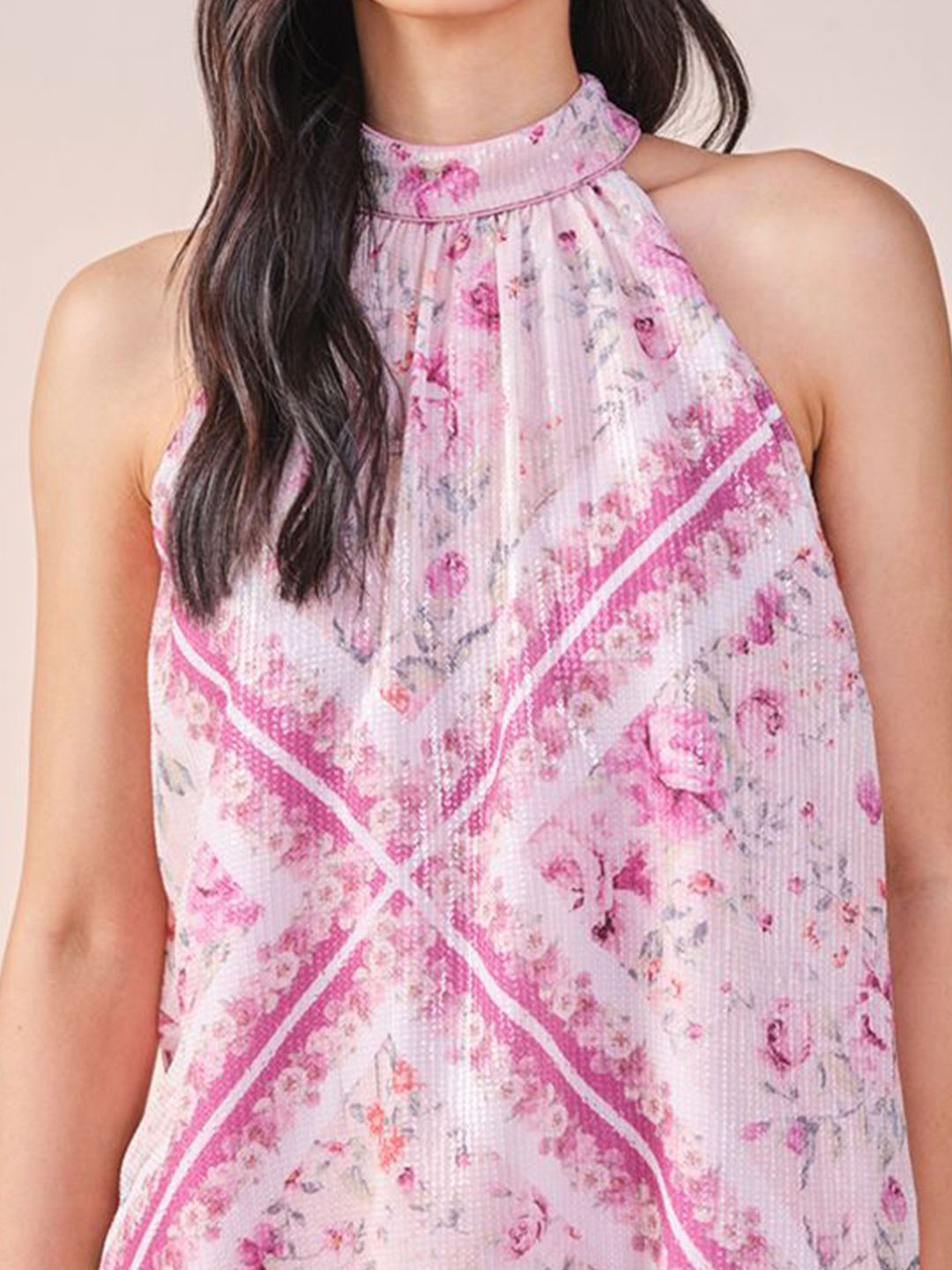 AND Women Abstract Print High Neck Sleeveless Top
