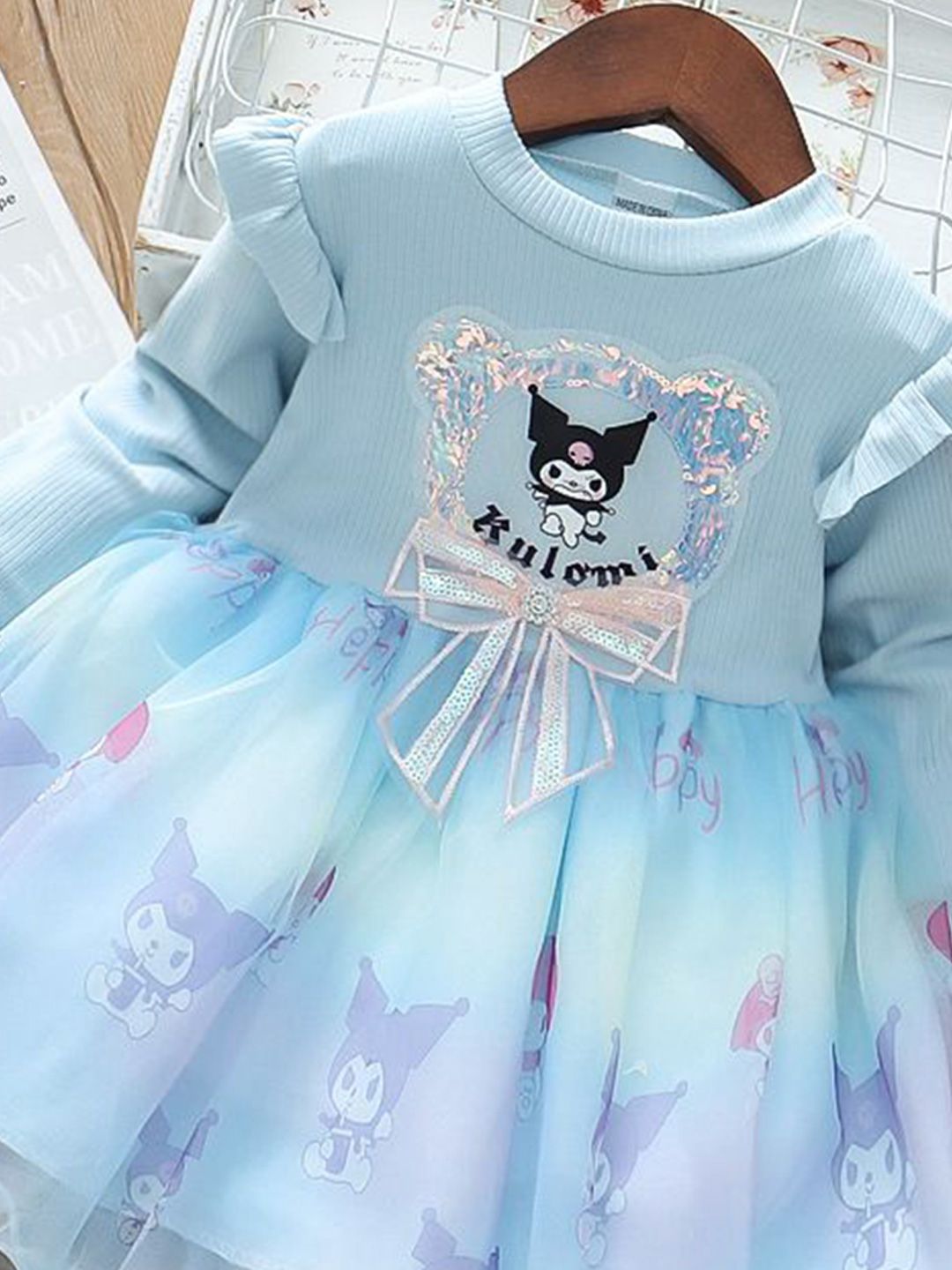 YK Girls Cotton Embellished Fit & Flare Dress