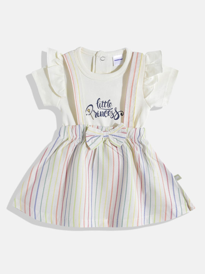Moms Love Infant Girls Striped Bow Detail Pleated Fit & Flare Dress