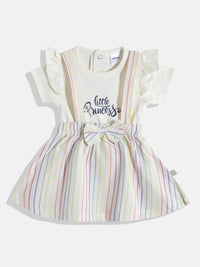 Moms Love Infant Girls Striped Bow Detail Pleated Fit & Flare Dress