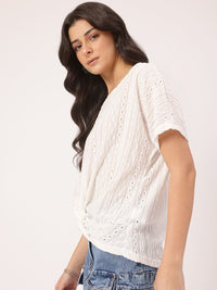 DressBerry Breezy Essentials Open Textured Knit Twisted Top