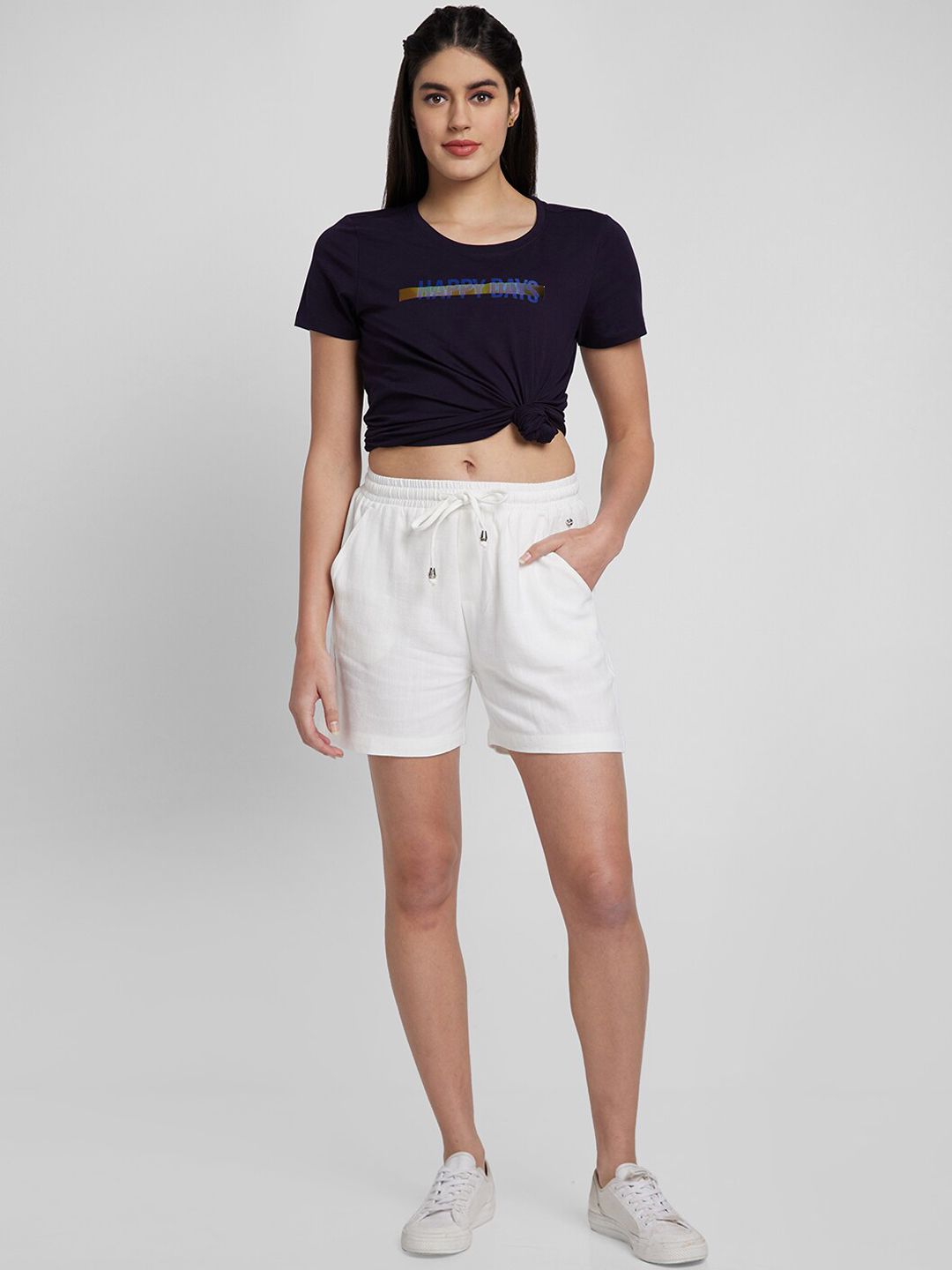 SPYKAR Women Regular Fit Mid-Rise Shorts