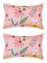 BOMBAY DYEING Vista Red & Green Floral Microfiber 144 TC Queen Bedsheet & 2 Pillow Covers