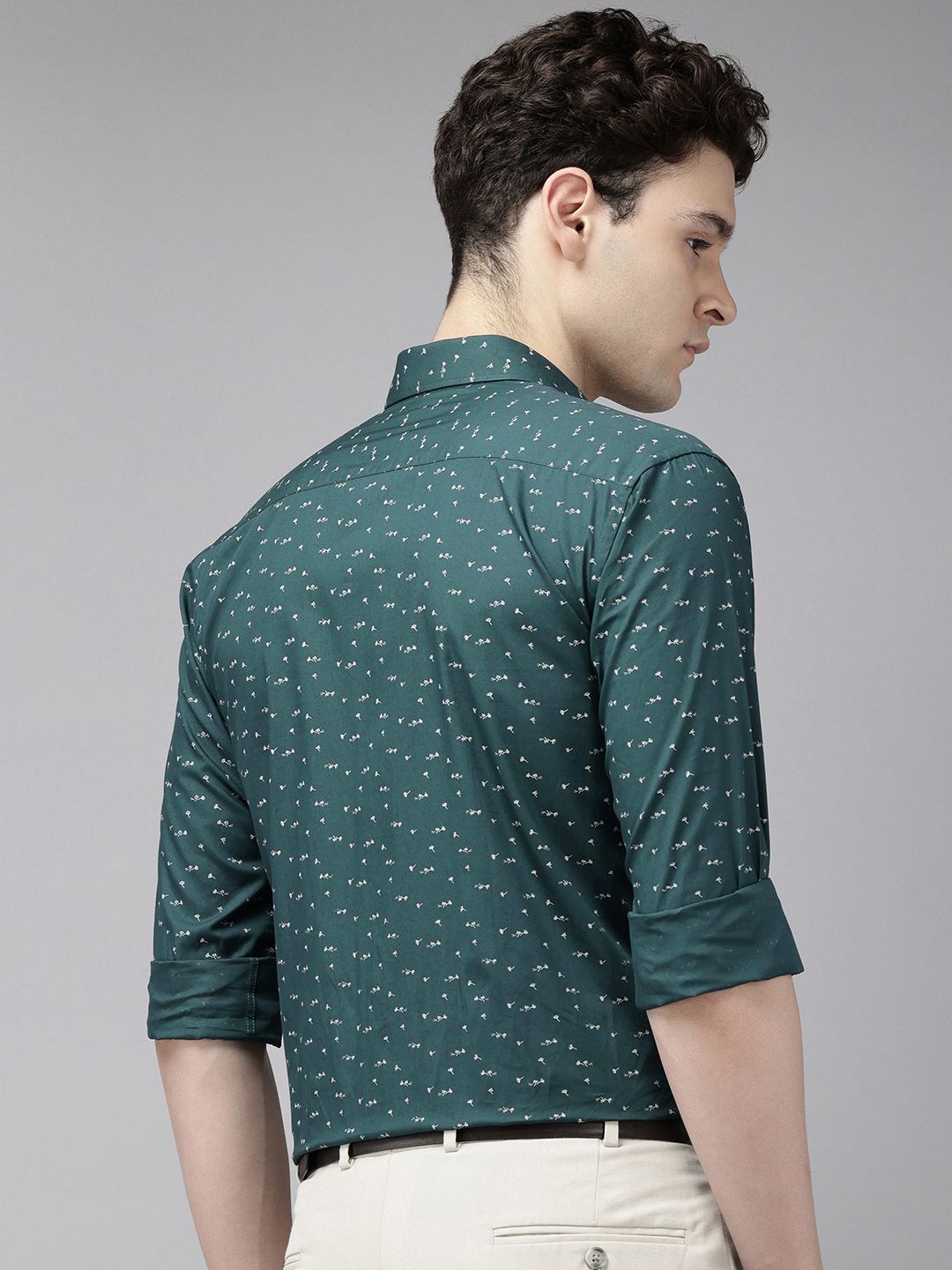 Park Avenue Slim Fit Floral Printed Pure Cotton Formal Shirt