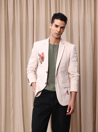 Mr. Bowerbird Floral Embroidered Notched Lapel Casual Blazer