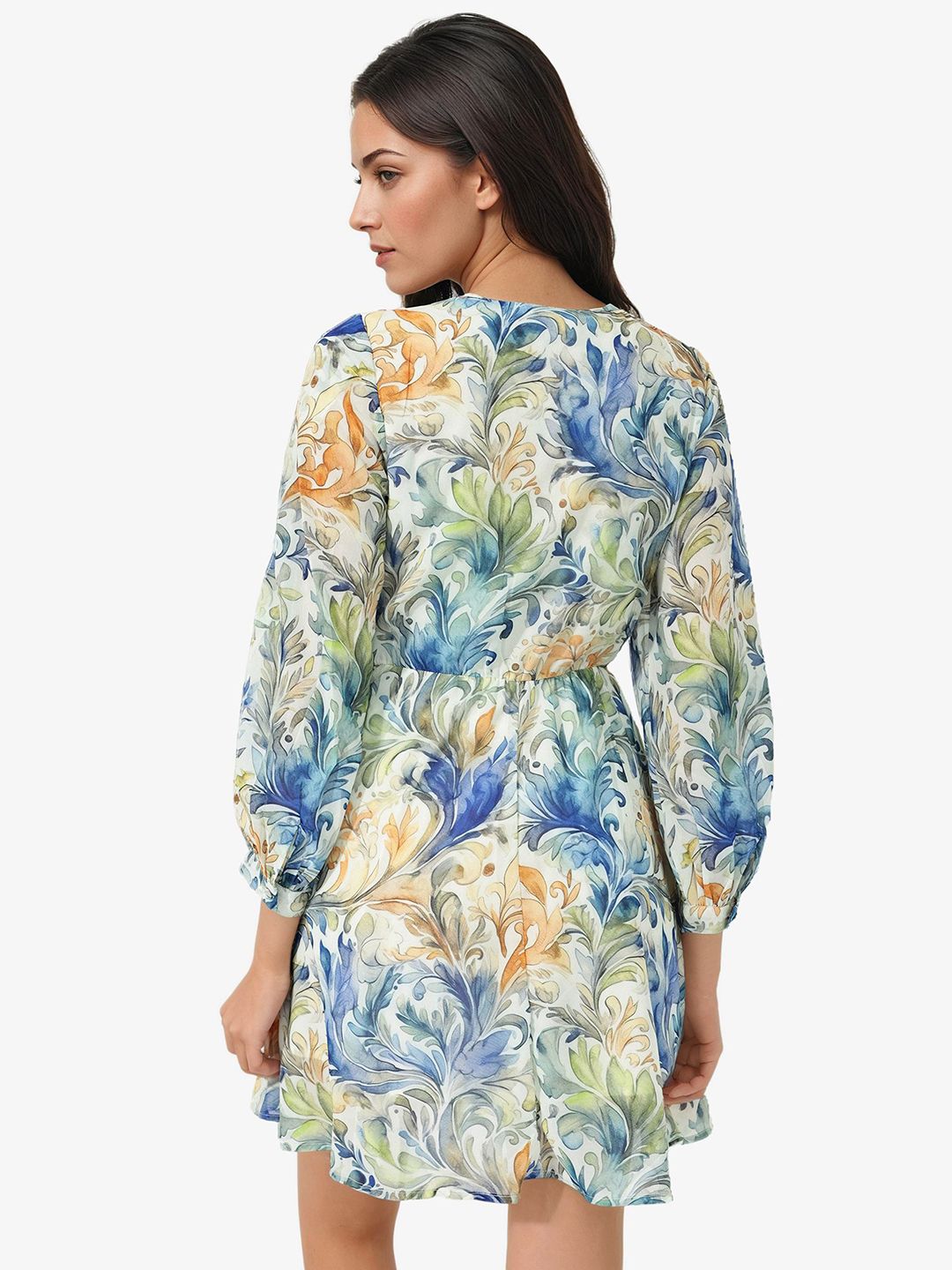 RAREISM Floral Printed Twisted Knot Fit & Flare Dress