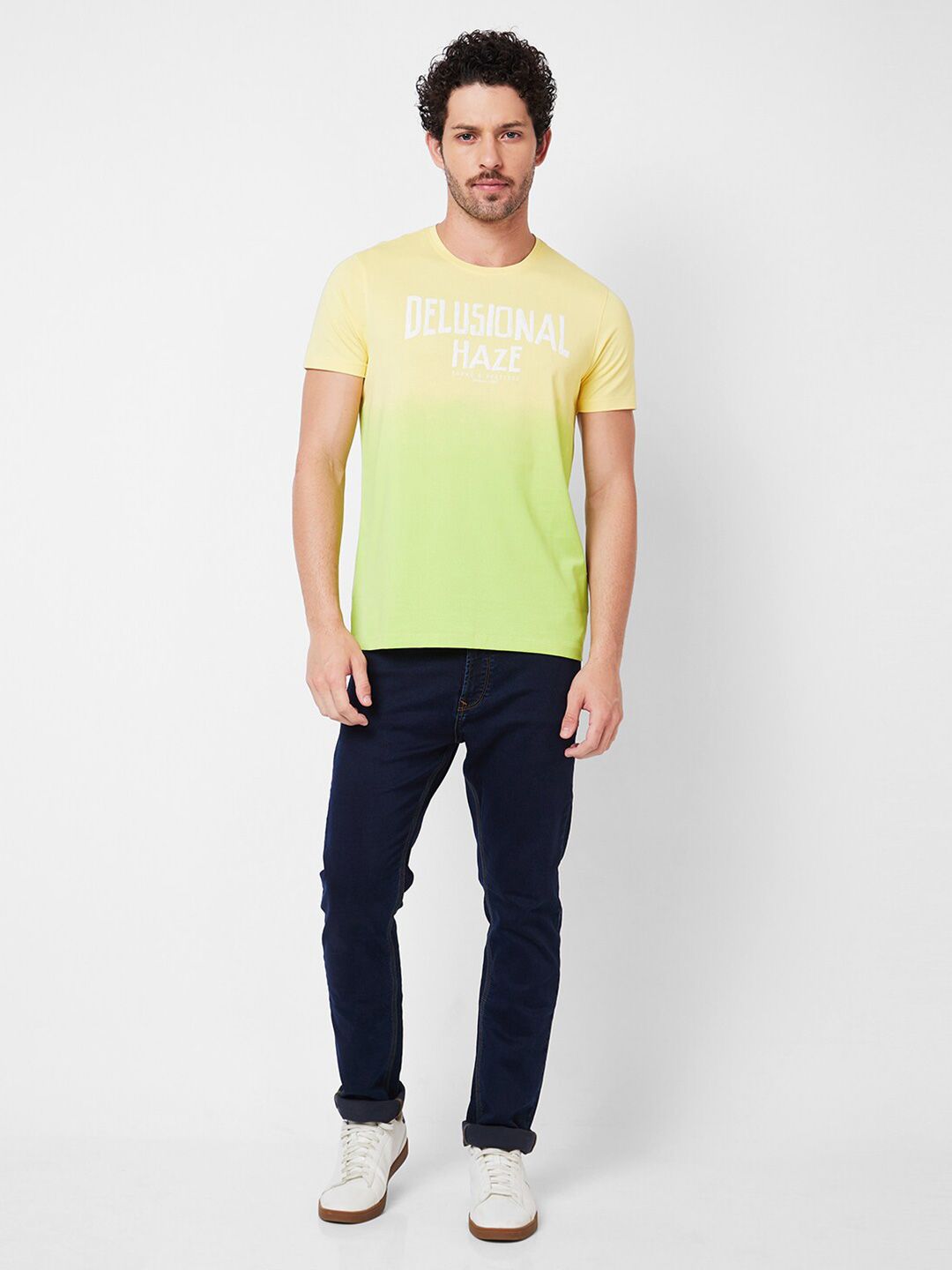 SPYKAR Typography Printed Cotton Slim Fit T-shirt