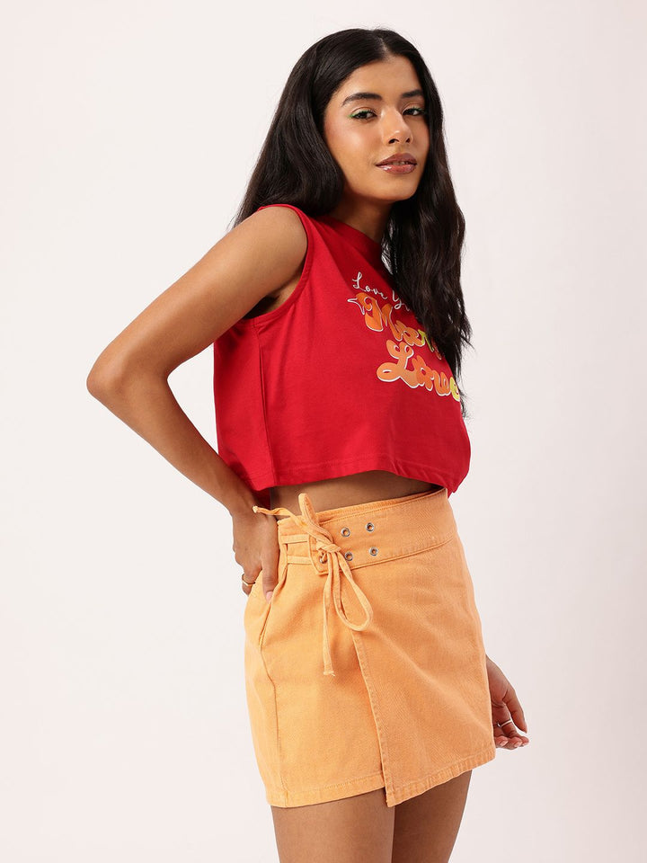 DressBerry Grunge Hearts, More Love Printed Sleeveless Crop T-shirt