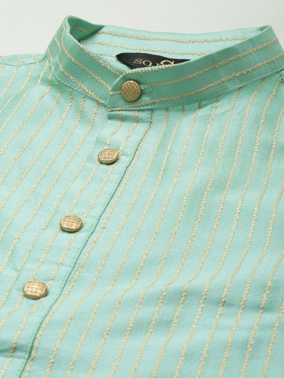 SOJANYA Kurta Belang Hijau Laut Lelaki dengan Jaket Churidar & Nehru