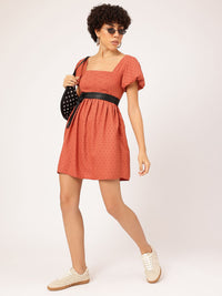 DressBerry Fall Fever Dobby Square Neck A-Line Dress