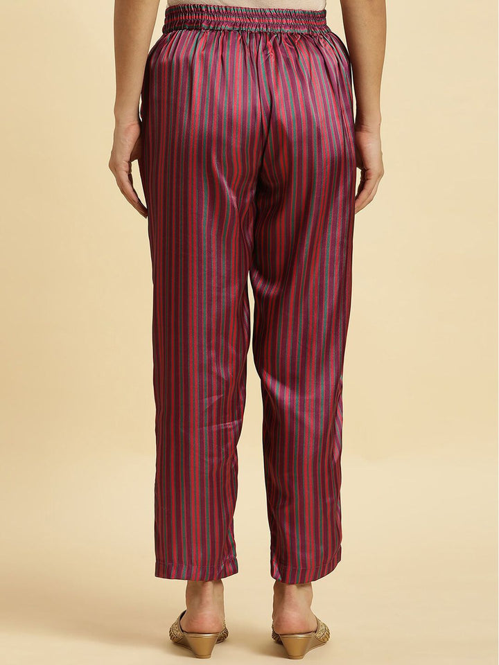 W Women Striped Straight Fit Pleated Trousers