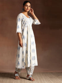 Libas Floral Printed High Slit Pure Cotton Kurta with Salwar & Dupatta