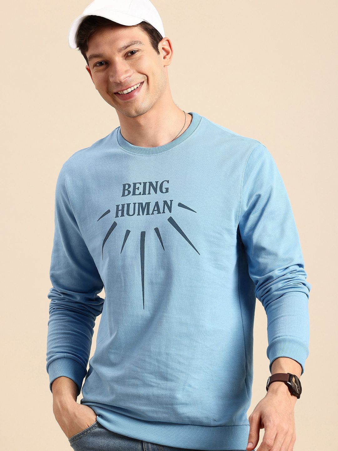 Being Human  Brand Logo Printed Pure Cotton Sweatshirt