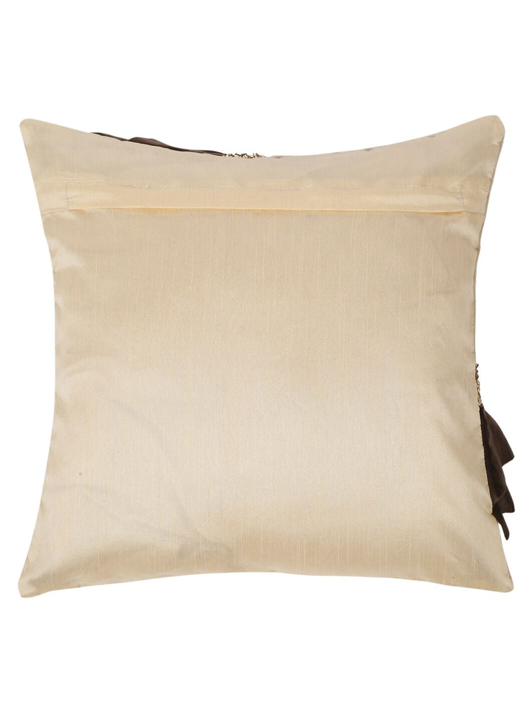 HOSTA HOMES Off White & Brown 2 Pieces Embellished Square Cushion Covers